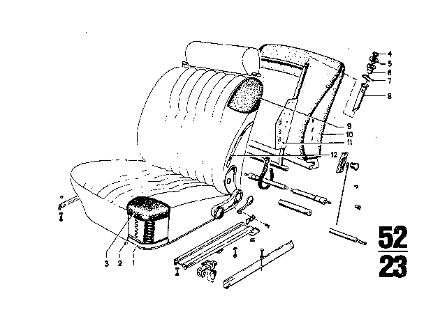 1970 BMW 2800CS Single Parts Of Front Seat Controls Diagram 1