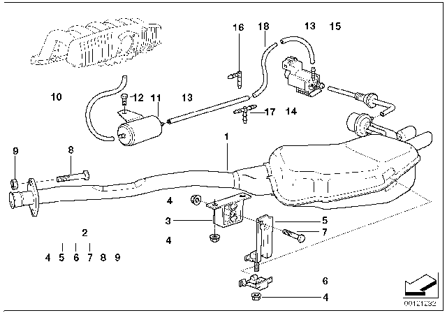 1998 BMW 323i Rear Silencer With Exhaust Flap Diagram