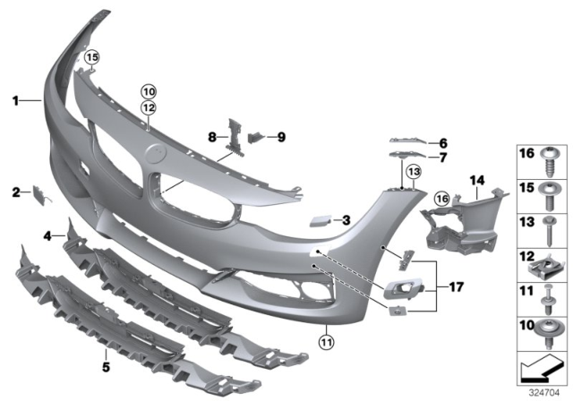 2013 BMW 328i GT Insert, Air Inlet, Middle Diagram for 51117293808