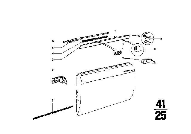 1971 BMW 1602 Interior Right Front Moulding Diagram for 51216440182