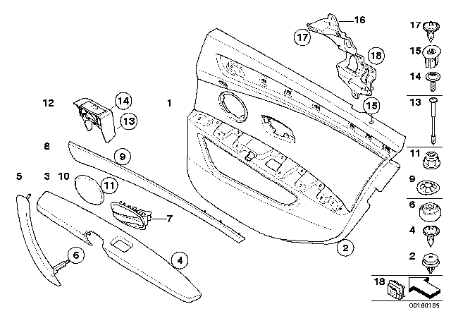 2009 BMW 550i Door Trim, Rear Diagram 2