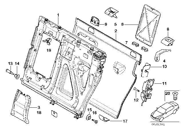 2001 BMW X5 Seat, Rear, Seat Frame Diagram 1