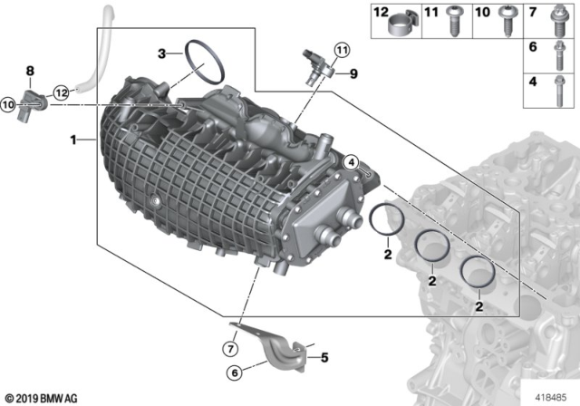2019 BMW i8 Intake Manifold Support Diagram for 11618604839