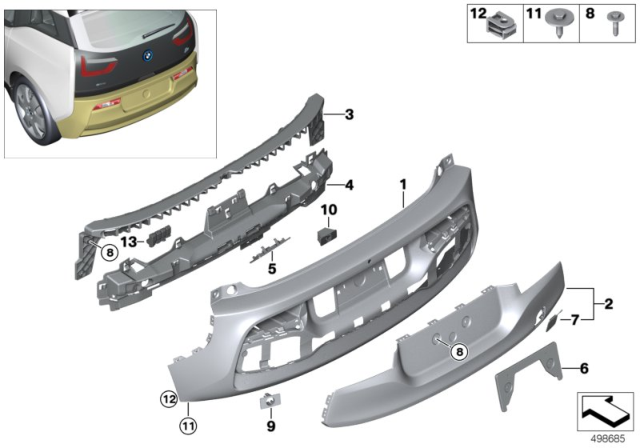 2015 BMW i3 Cover, Bumper, Rear Primed Diagram for 51127370664