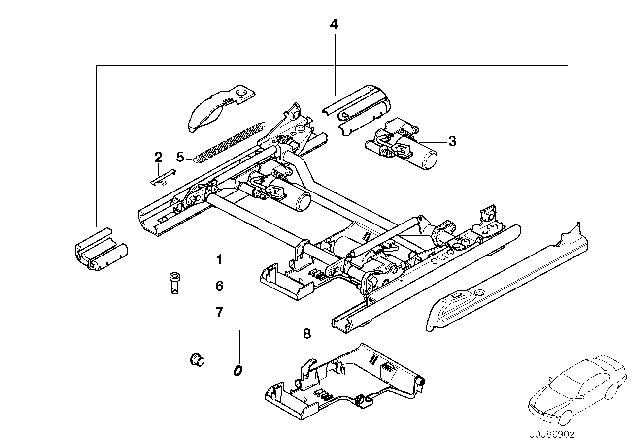 2002 BMW 525i Front Seat Rail Diagram 4