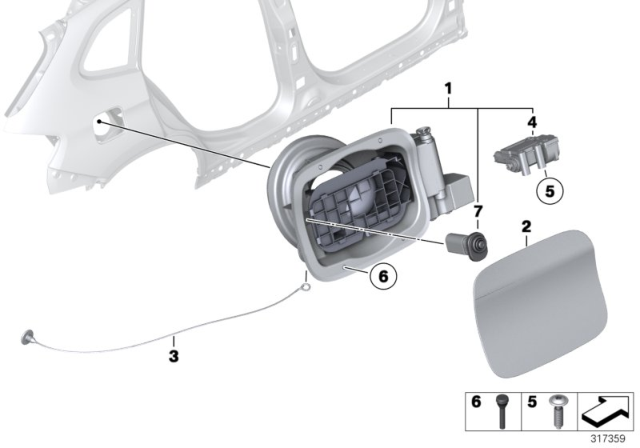 2015 BMW X1 Fill-In Flap Diagram