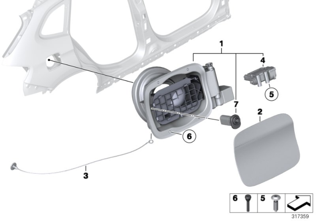 2014 BMW X1 Fill-In Flap, Primed Diagram for 51172993153