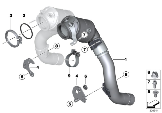 2014 BMW 550i Engine - Compartment Catalytic Converter Diagram