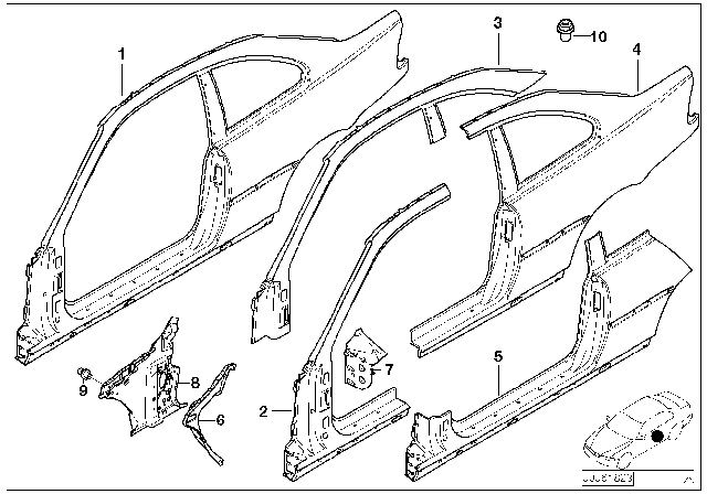 2003 BMW M3 Side Frame Diagram