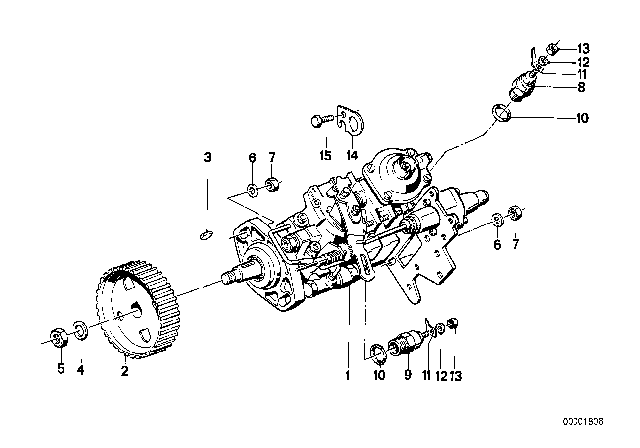 1986 BMW 524td Exchange Injection Pump Diagram for 13512240303