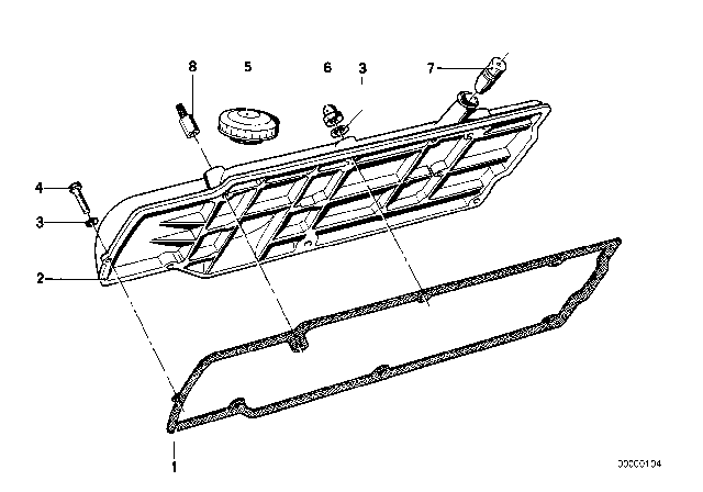 1985 BMW 318i Cylinder Head Cover Diagram