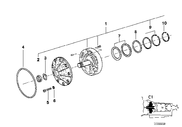 1993 BMW 320i Lubrication System / Brake Clutch C1 (A5S310Z) Diagram