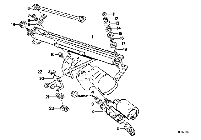 1985 BMW 528e Single Wiper Parts Diagram