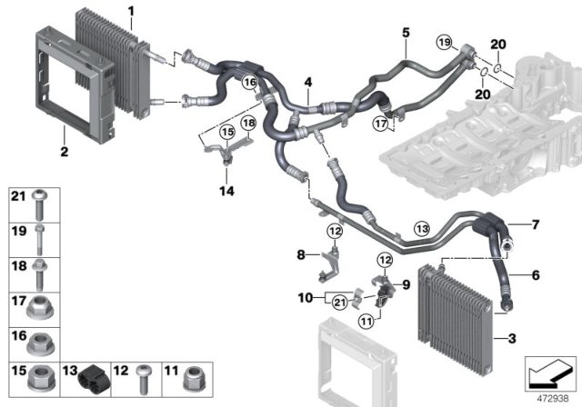 2017 BMW M760i xDrive Engine Oil Cooler / Oil Cooler Line Diagram