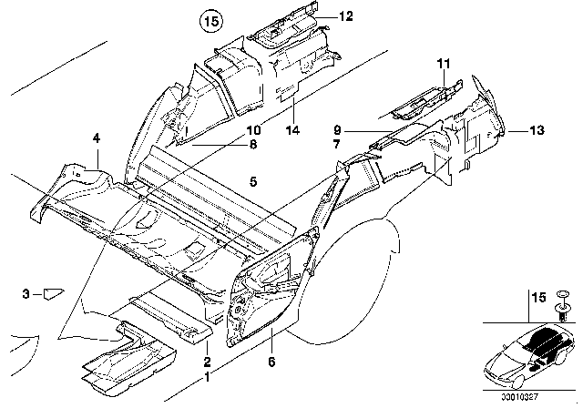 2000 BMW 528i Front Left Sound Insulatng Wheel Housing Diagram for 51488189781