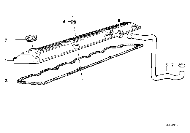 1989 BMW 525i Cylinder Head Cover Diagram for 11121713116