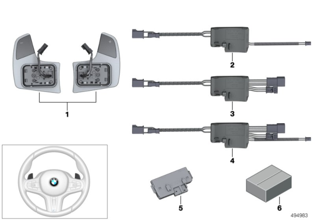 2019 BMW X5 Steering Wheel Module And Shift Paddles Diagram 2