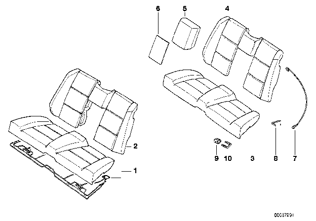 1996 BMW 328i Rear Seat Centre Armrest Diagram