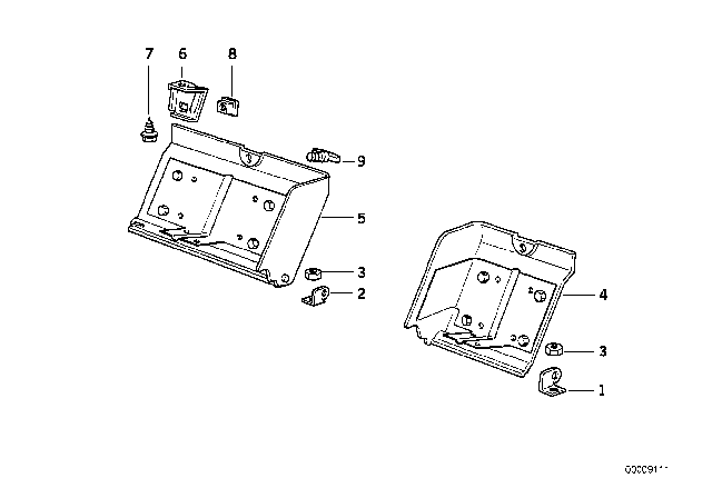 1991 BMW 850i Trunk Trim Panel Diagram