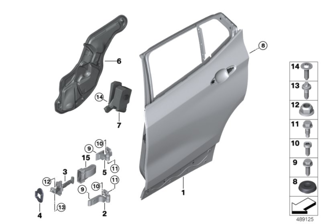 2020 BMW X2 Rear Door - Hinge / Door Brake Diagram