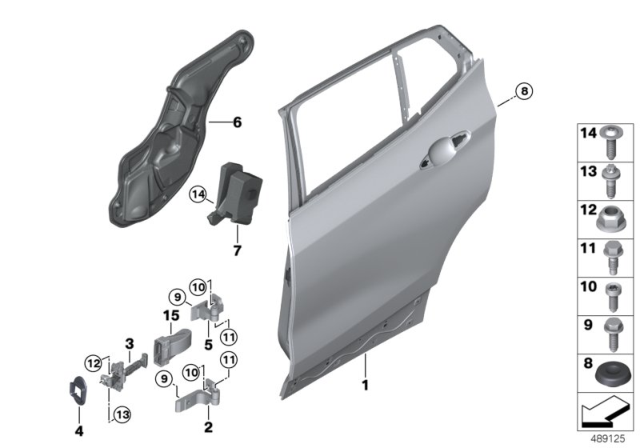 2019 BMW X2 Rear Door - Hinge / Door Brake Diagram