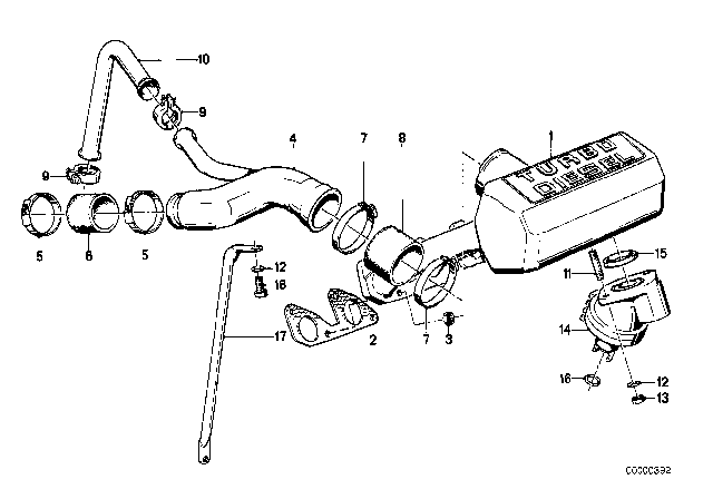1986 BMW 524td Intake Manifold System Diagram