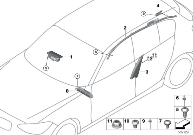 2017 BMW 330e Head Airbag, Left Diagram for 72127311201