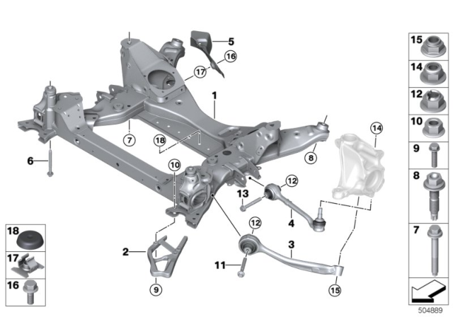 2020 BMW X4 M Rubber Mounting Right Tension Strut Diagram for 31108067428