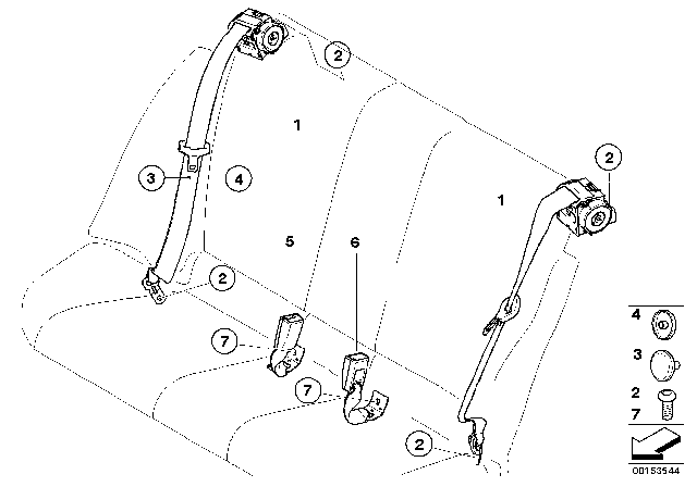 2012 BMW 328i xDrive Safety Belt Rear Diagram