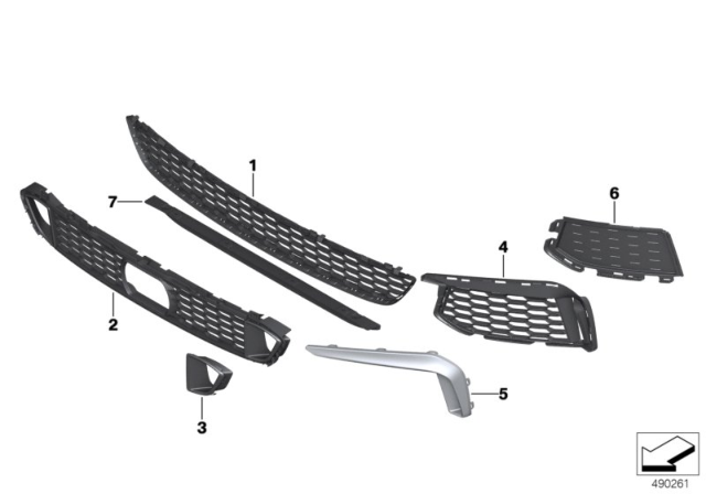 2020 BMW 530e Grille, Air Inlet, Middle Diagram for 51118064930