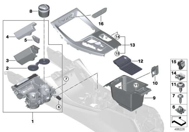 2020 BMW X3 Storage Compartment., Cupholder, Centre Console Diagram for 51169363802