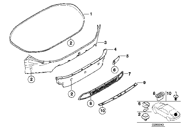 2000 BMW Z8 Trim Panel, Rear Trunk / Trunk Lid Diagram