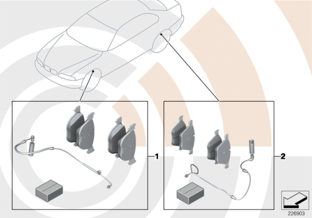 2003 BMW 325xi Service Kit, Brake Pads / Value Line Diagram