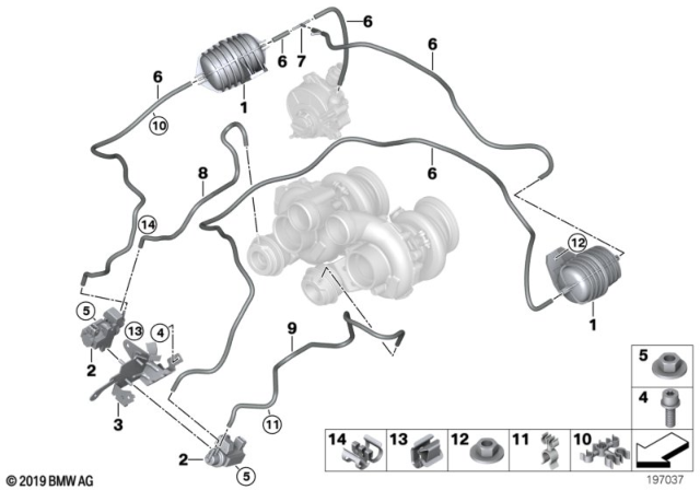 2014 BMW X6 M Vacuum Hose Blue Diagram for 11657846164