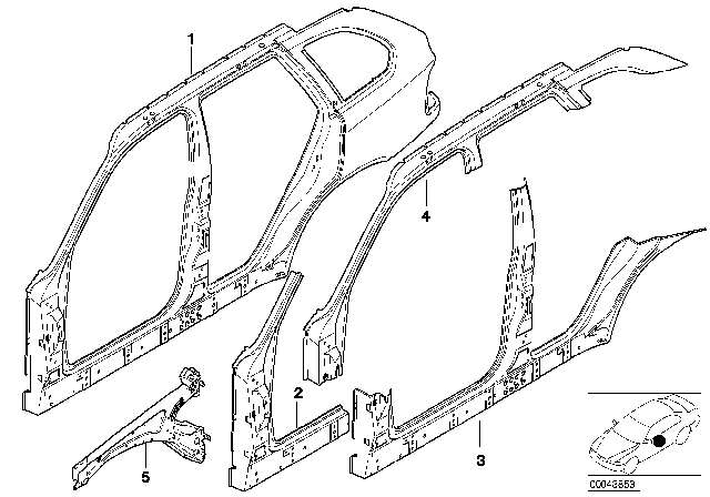 2004 BMW X5 Column A Exterior, Right Diagram for 41218262648