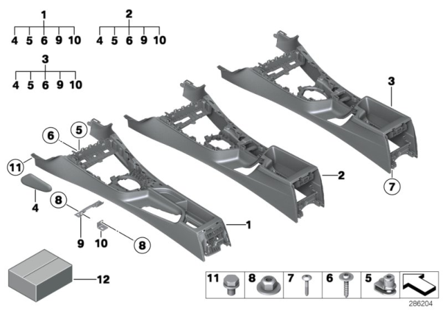 2015 BMW 228i xDrive Set, Retaining Elements, Centre Armrest Diagram for 51169252682