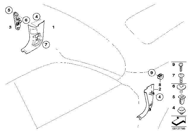 2007 BMW X3 Trim Panel Leg Room Diagram