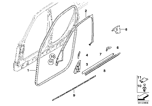 2008 BMW X3 Door Weatherstrip, Bottom Diagram for 51333331189