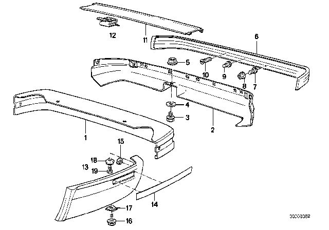 1988 BMW M6 Bumper Rear Diagram for 51121967538