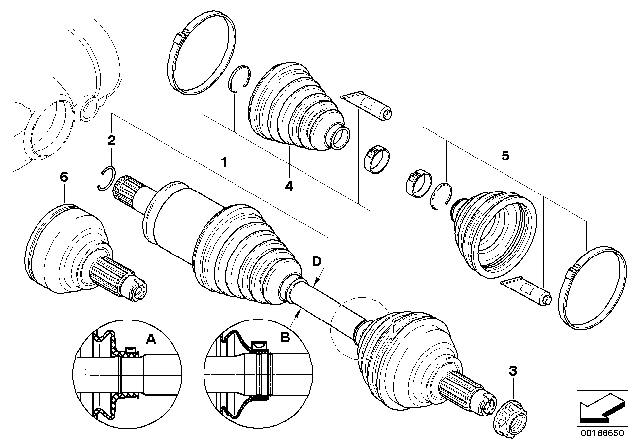 2005 BMW X5 Final Drive (Front Axle), Output Shaft, 4Wheel Diagram