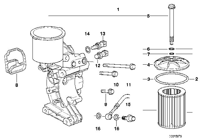 1999 BMW Z3 M Lubrication System - Oil Filter Diagram