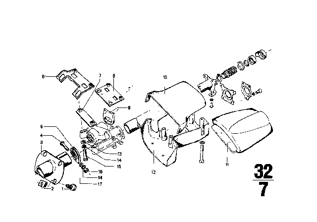 1971 BMW 2002 Steering Column - Trim Panel / Attaching Parts Diagram 1