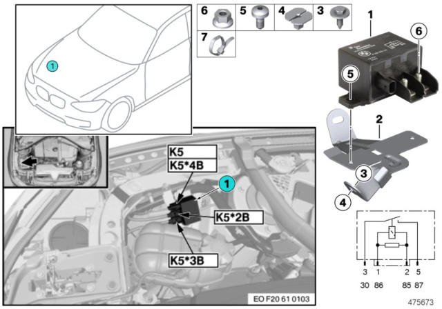 2014 BMW 328i xDrive Relay, Electric Fan Motor Diagram 1