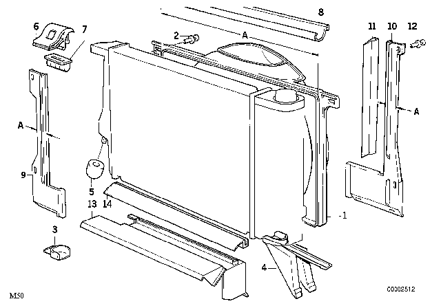 1993 BMW 525iT Fan Shroud Diagram