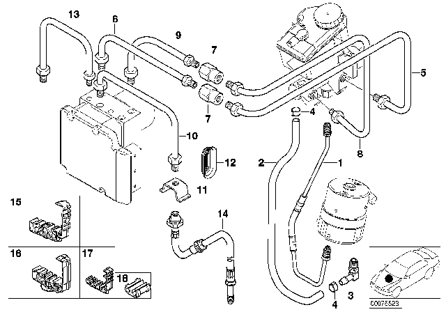 2003 BMW M3 Front Brake Pipe, DSC Diagram 1