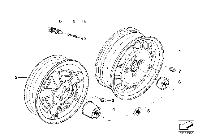 1976 BMW 2002 Light Alloy Rim Diagram