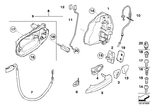 2007 BMW X3 Key Left Catch Carrier Diagram for 51213449072