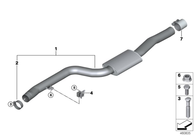 2018 BMW 740i Front Silencer Diagram