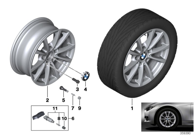 2013 BMW 320i Light Alloy Disc Wheel Reflexsilber Diagram for 36116796236