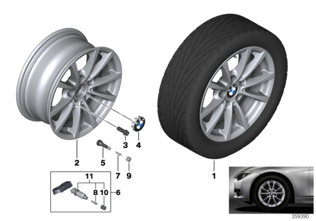 2015 BMW 328d xDrive BMW LA Wheel, V-Spoke Diagram 1